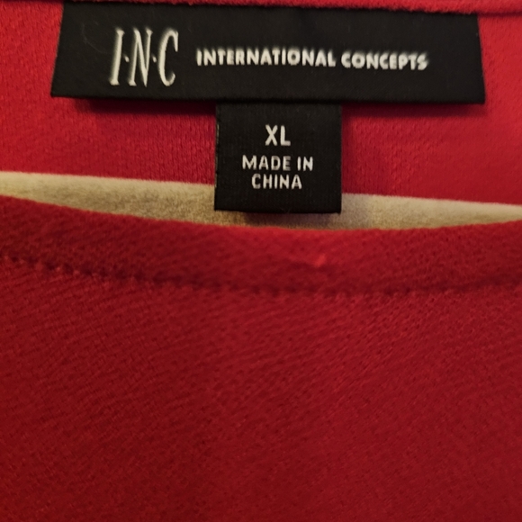 INC Red Rhinestone Embellished Top XL Pre-owned - Picture 8 of 9